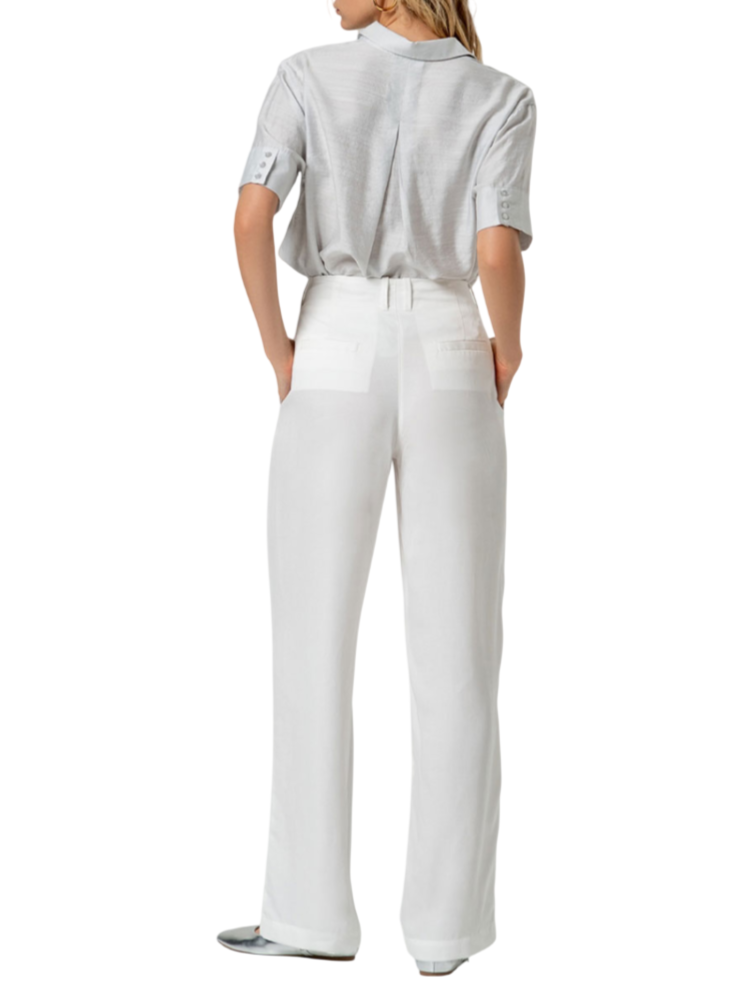 Surkana pantaloni misto lino gamba dritta bianco latte 516HITE525 01 SURKANA