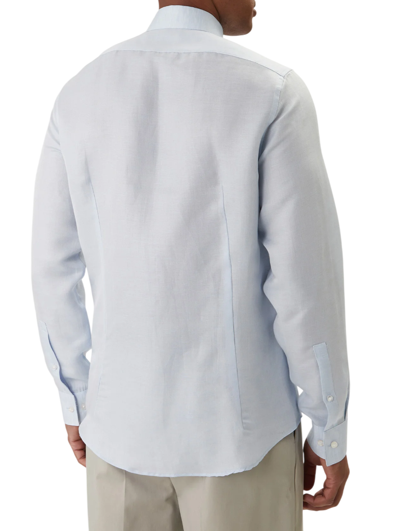 Calvin Klein camicia uomo misto lino slim fit celeste LV019EU121 7KU Calvin Klein