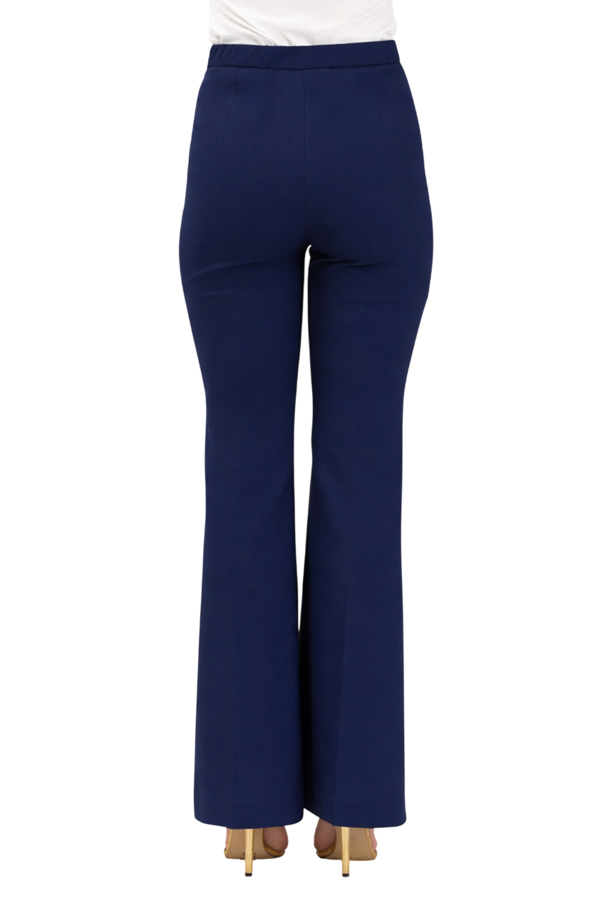 Vicolo pantaloni a zampa in tessuto crepe blu TAB0229 BLU VICOLO