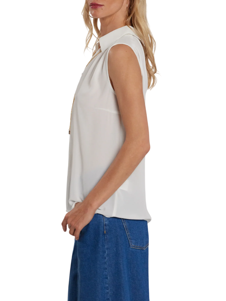Relish blusa smanicata Jeanne con catenina bianco latte JEANNE 1101 RELISH