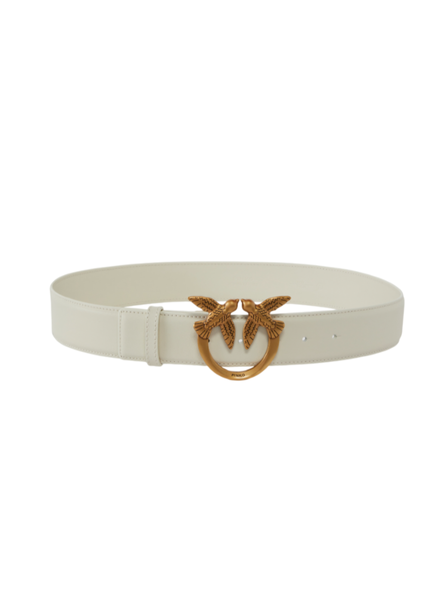 Pinko cintura in pelle con fibbia Love Birds h3 bianco oro 100125-A0F1 Z14Q PINKO