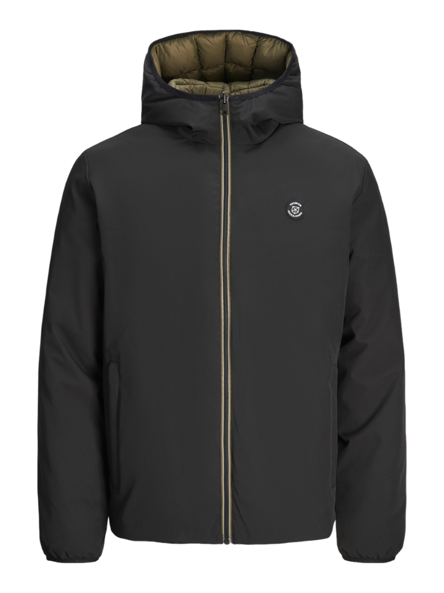Jack&Jones giubbino imbottito con cappuccio nero verde 12259367 BLACK PREMIUM BY JACK&JONES