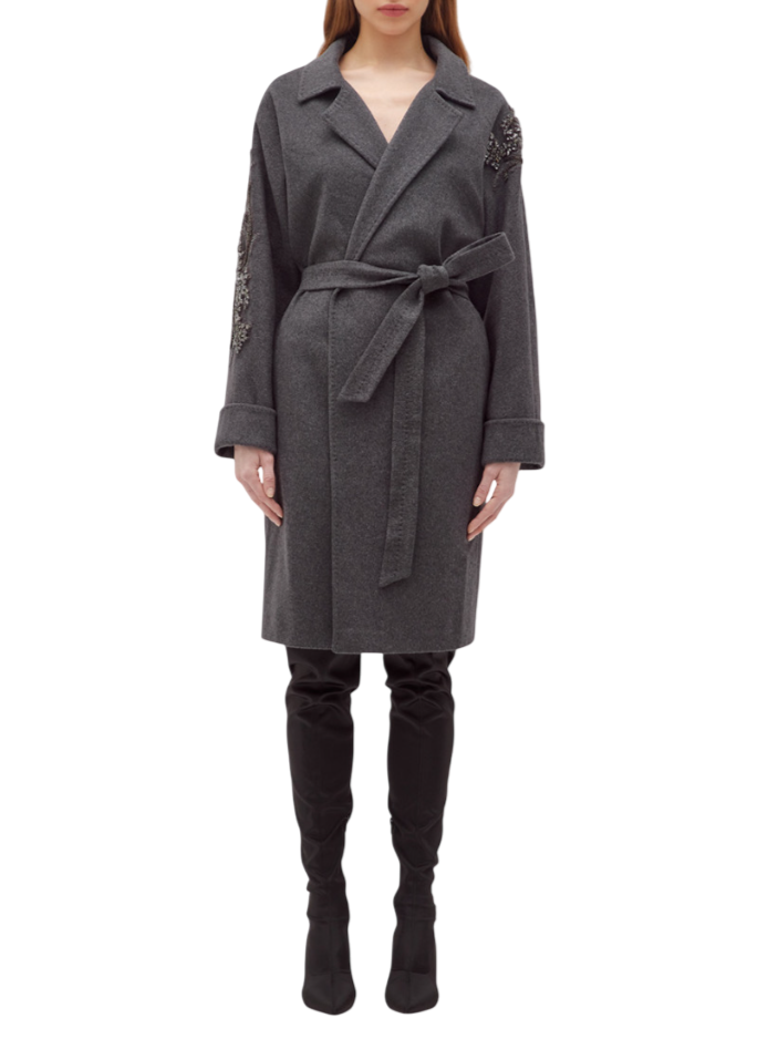 Blugirl cappotto misto lana con applicazioni gioiello grigio RF5241T221A 02073 BLUGIRL