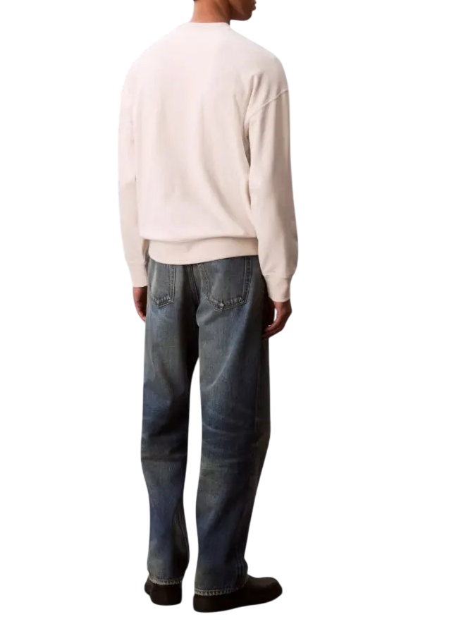 Calvin Klein Jeans felpa uomo con logo ecrù LV04RD242G 67U Calvin Klein Jeans