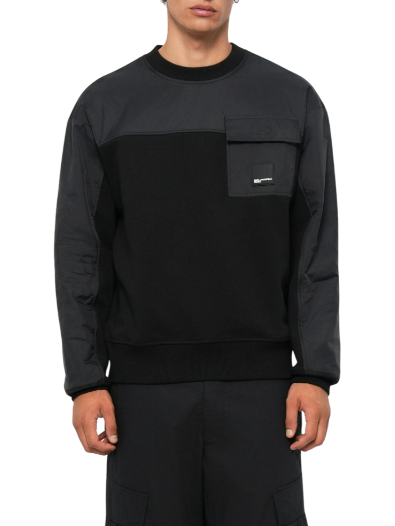 Karl Lagerfeld Jeans felpa uomo in tessuto bimateriale nero A4M20027 999 KARL LAGERFELD