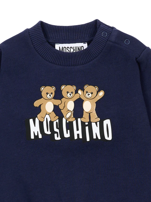 Moschino felpa neonato con stampa orsetti Toy blu MTF060-LCA89 40016 MOSCHINO