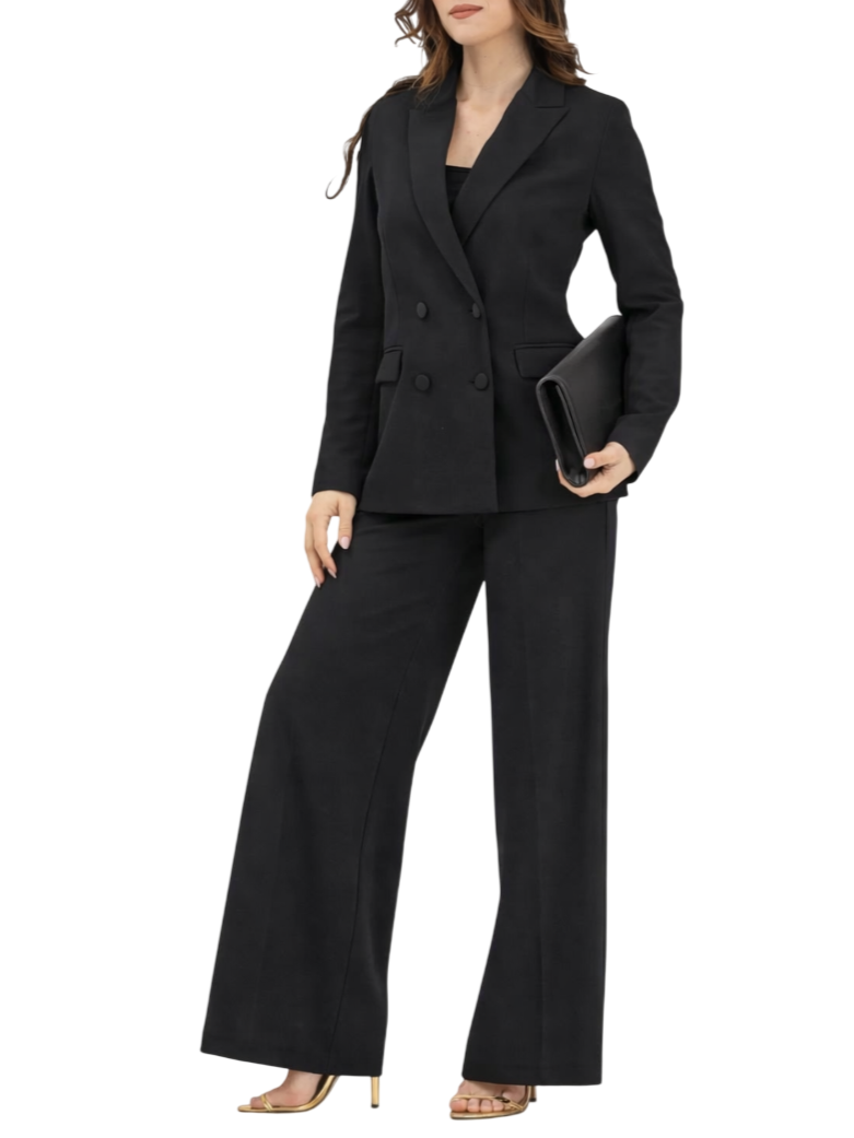 Vicolo pantaloni palazzo in tessuto crepe nero TAB0259 NERO VICOLO