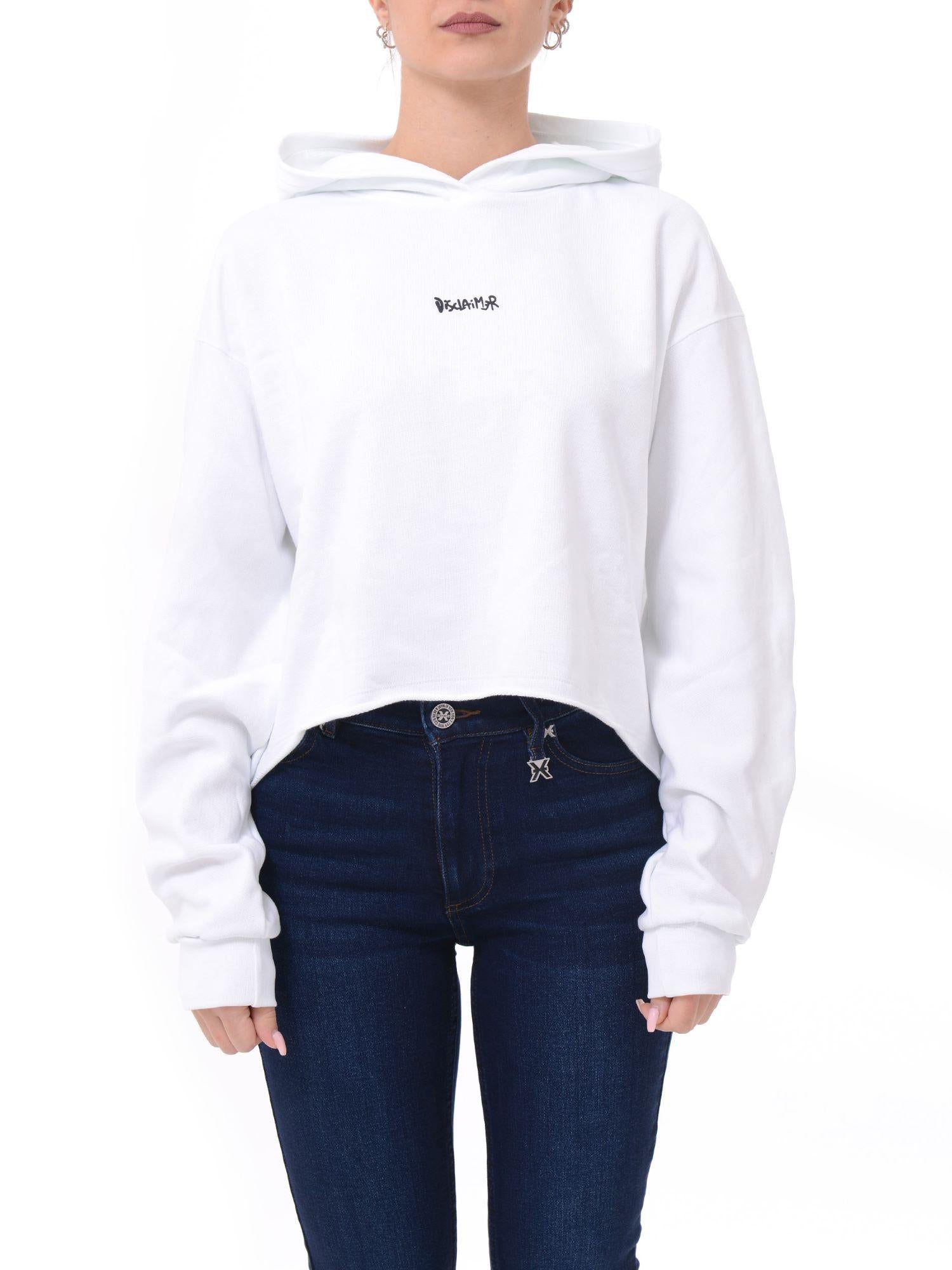 Disclaimer felpa crop con maxi logo gioiello bianco 54925 BIANCO DISCLAIMER