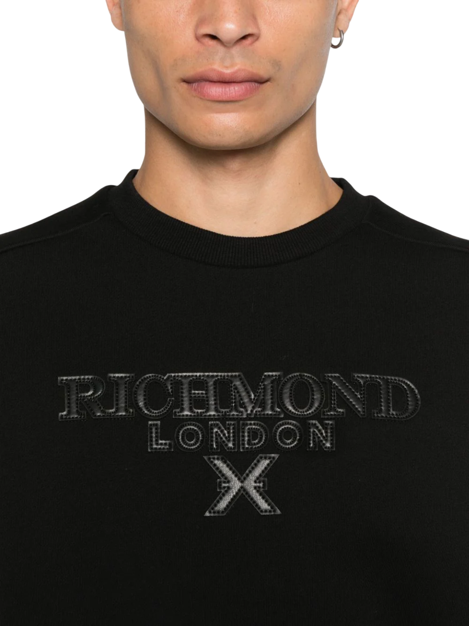 John Richmond felpa uomo con logo nero UMA25067FE BLACK John RICHMOND