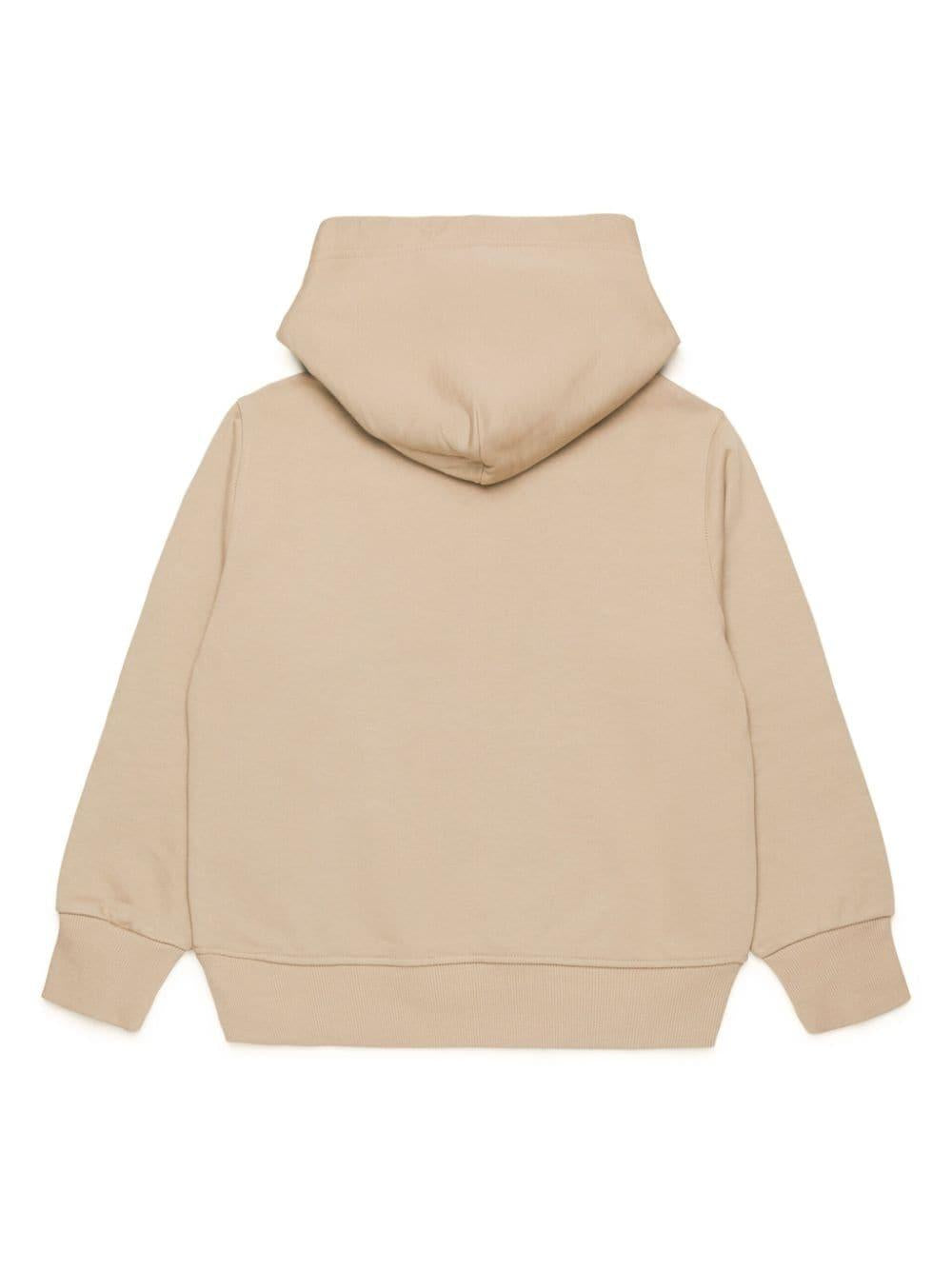 Diesel felpa Smacshoodod con cappuccio e mini logo beige J02025-KYAVF K758 DIESEL