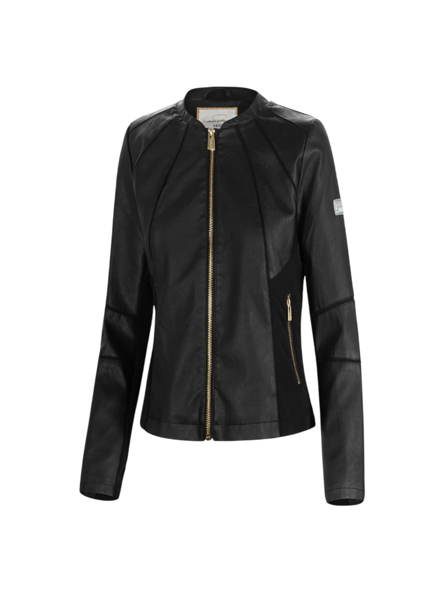 Yes Zee giubbino in ecopelle con inserti in tessuto Ottoman nero J405-G100 0801 YES-ZEE