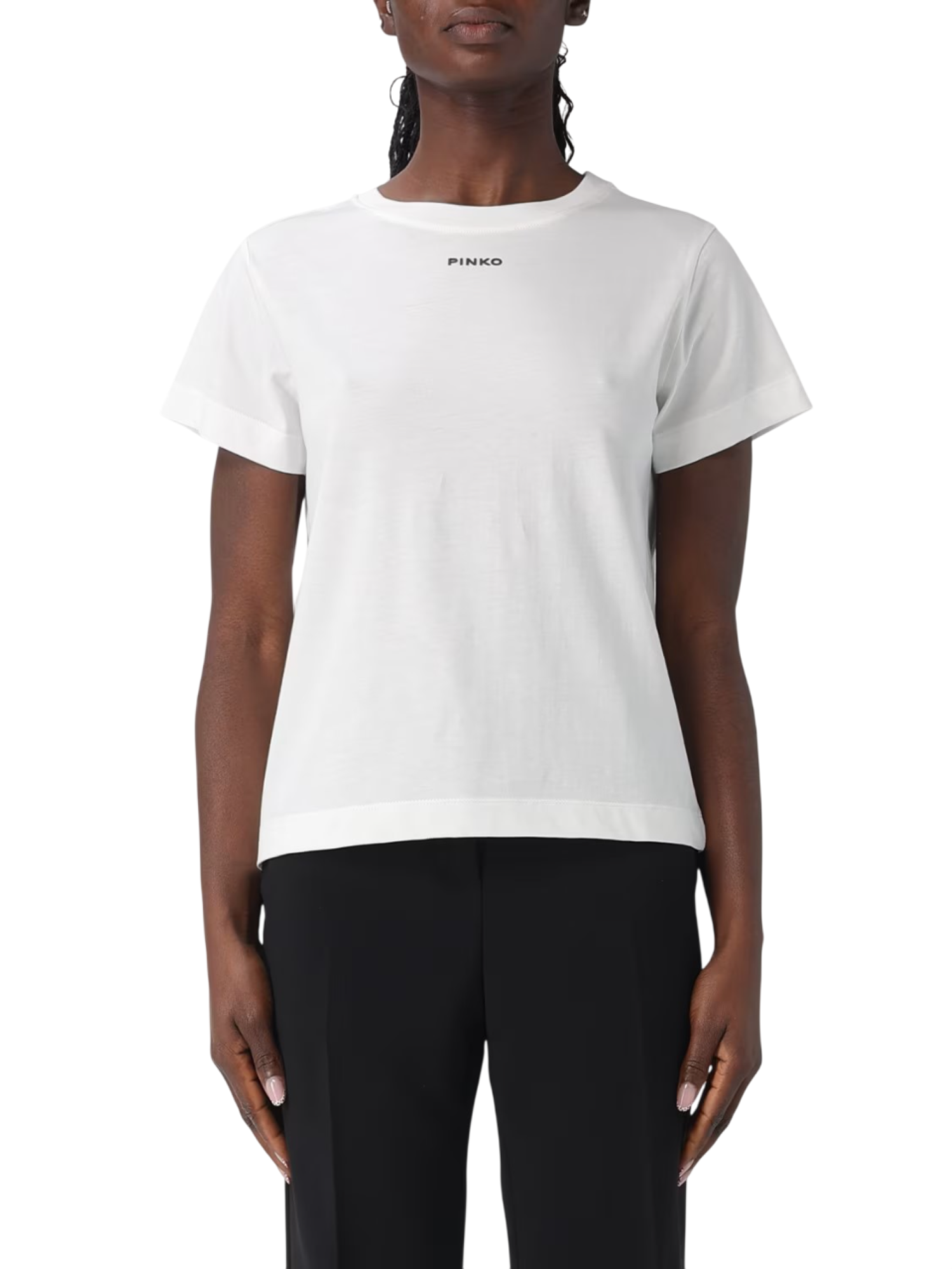 Pinko T-shirt manica corta Basico con logo bianco 100373-A34F Z05 PINKO