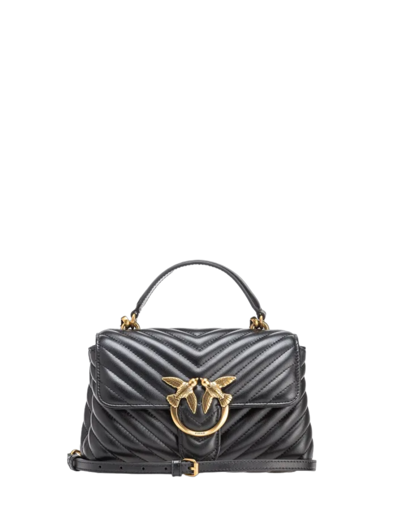 Pinko borsa Love Bag Lady Puff Mini in pelle chevron nero oro 100044-A0GK Z99Q PINKO