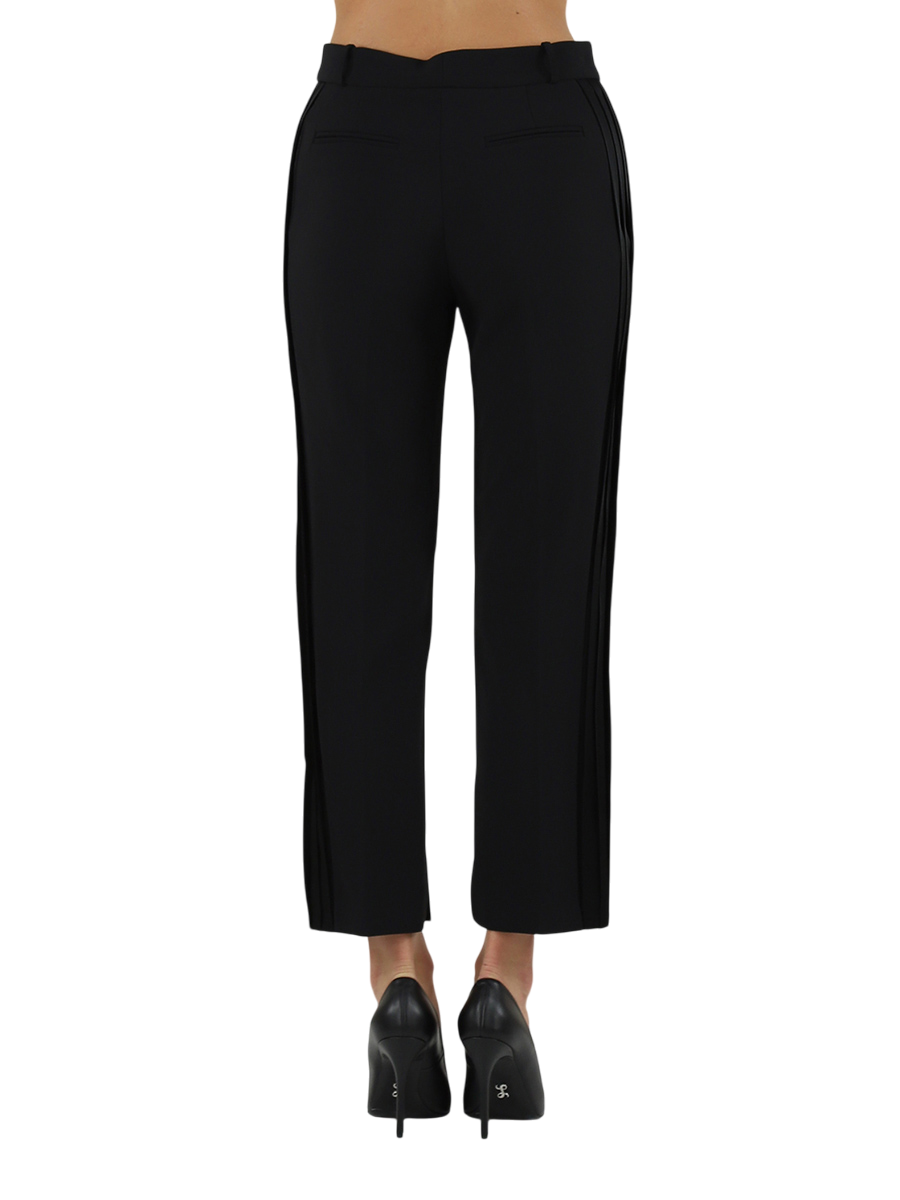 Elisabetta Franchi pantaloni slim con dettagli satin nero PA08856E2 110 ELISABETTA FRANCHI
