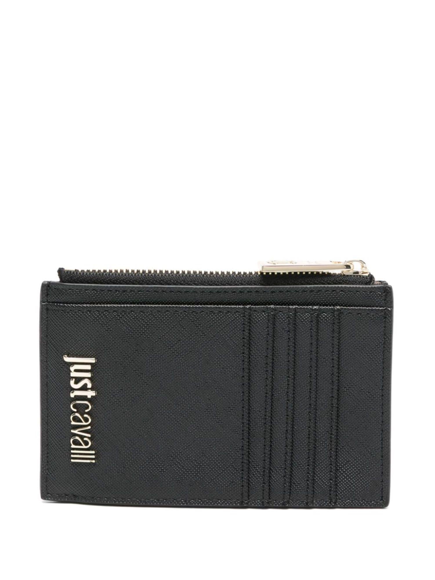 Just Cavalli portacarte in ecopelle saffiano con logo nero 77RA5PB7-ZS766 899 JUST CAVALLI