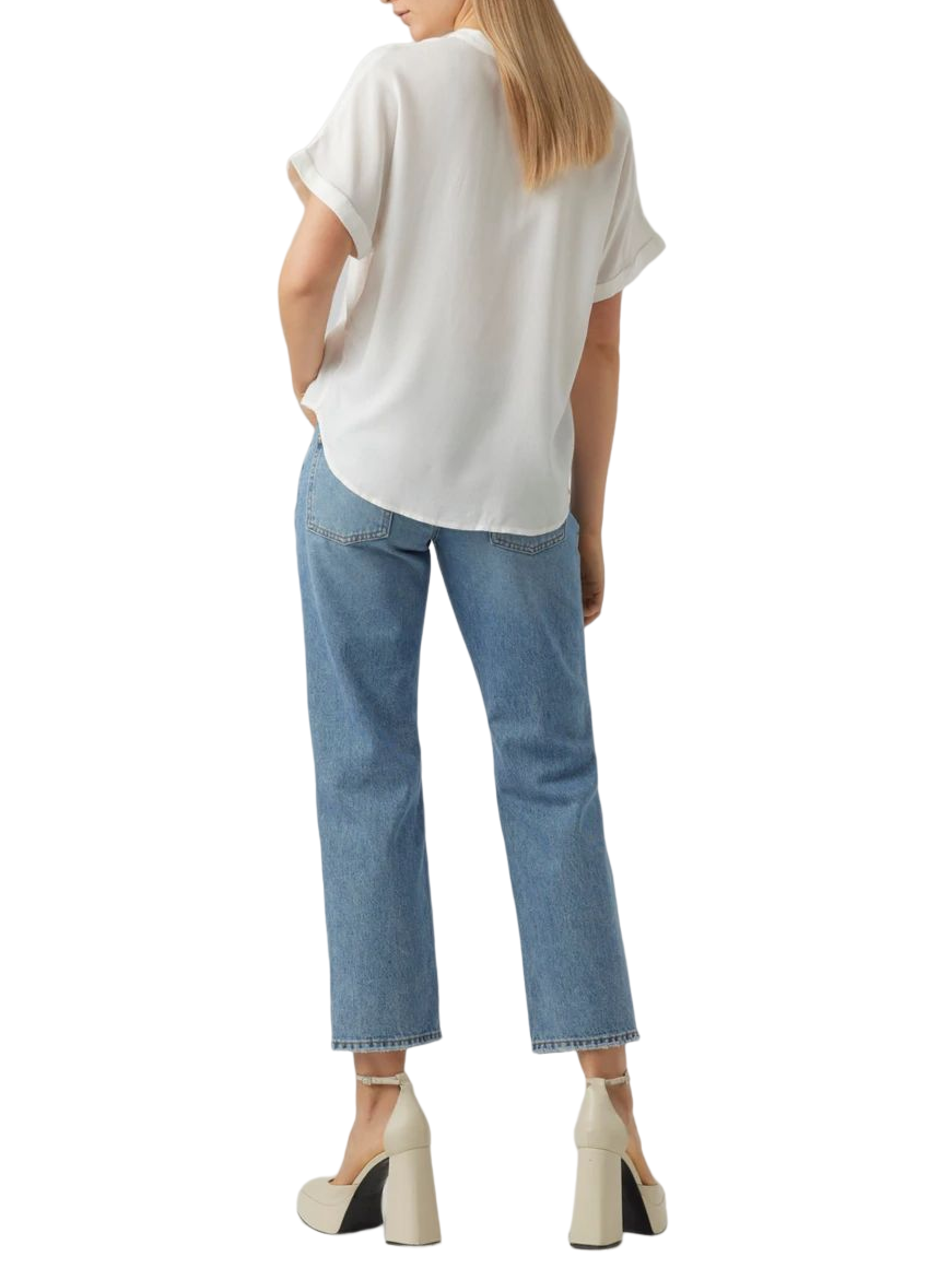 Vero Moda T-shirt manica corta in viscosa panna 10279697 SNOW WHITE VERO MODA
