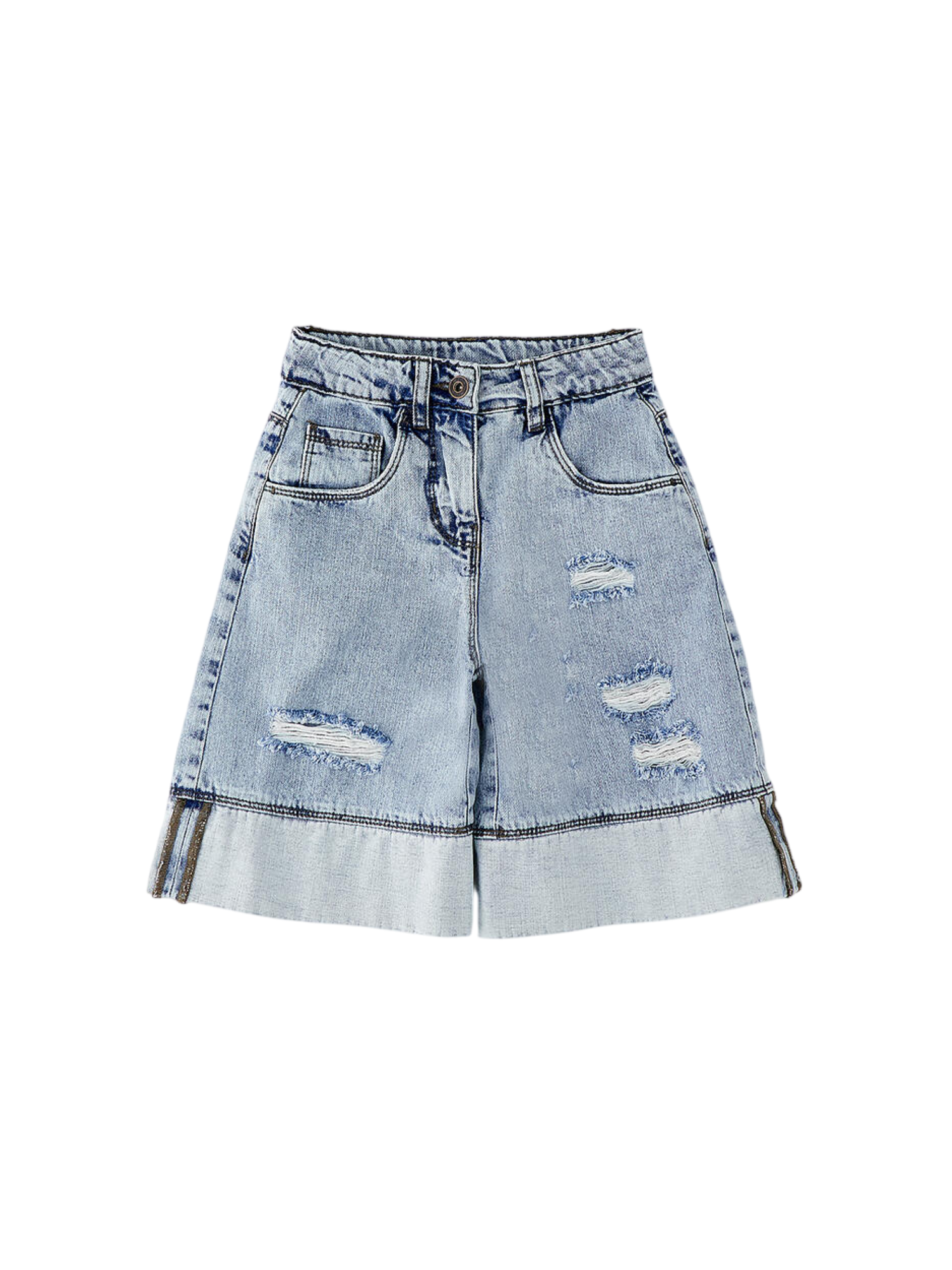 iDo bermuda bambina in denim con strappi lavaggio blu 4G737 7001 iDO