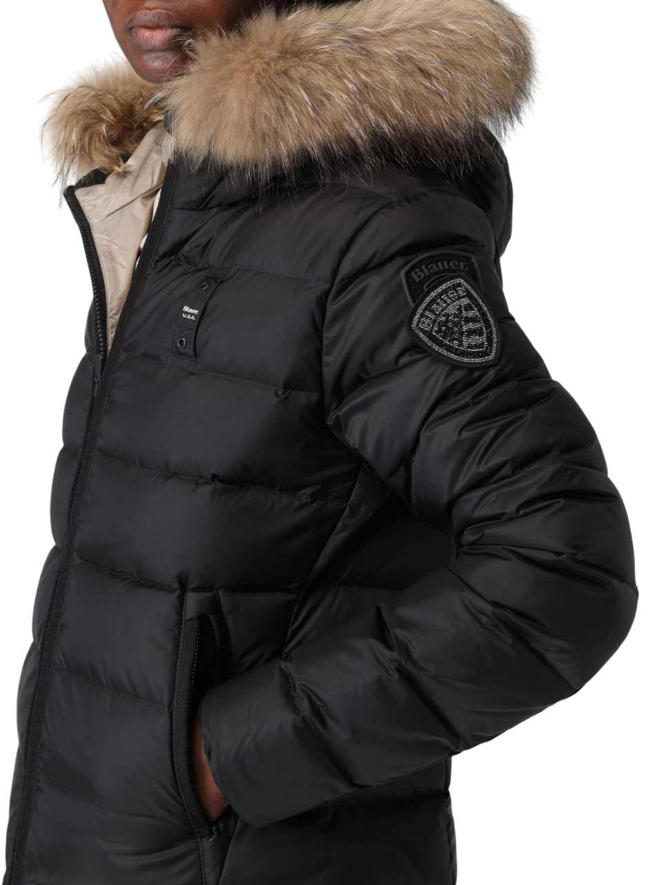 Blauer piumino donna Arcadia con cappuccio nero 25WBLDC03099-006047 999EI BLAUER