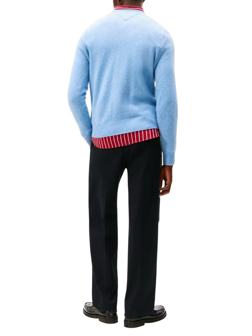 Tommy Hilfiger maglia uomo in lana melange celeste MW0MW36535 DVB Tommy Hilfiger