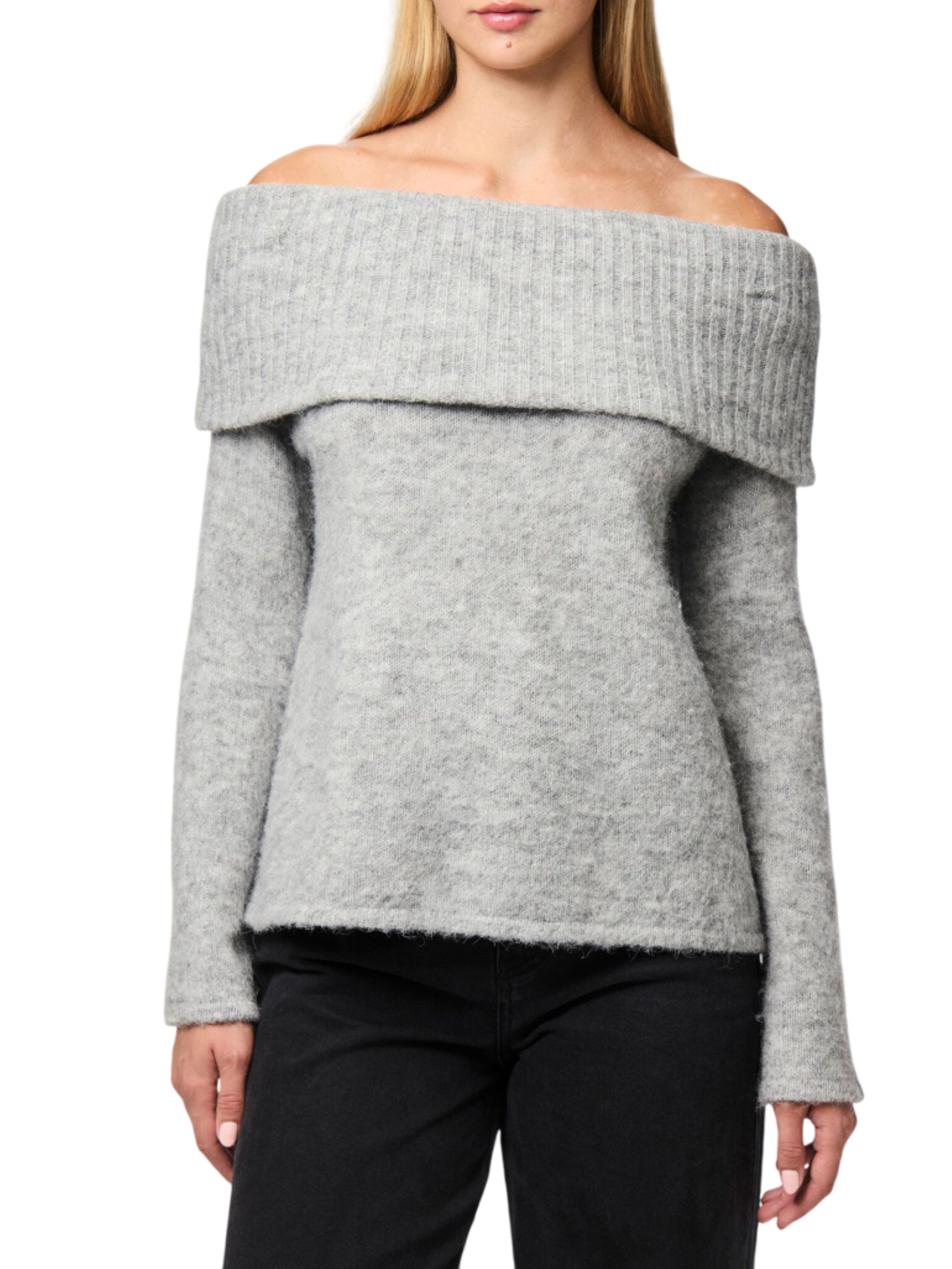 Pieces maglia scollo a barca grigio 17153837 MEDIUM GREY MELANGE PIECES