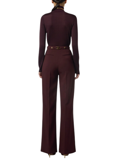Elisabetta Franchi maglia dolcevita con logo jacquard borgogna MK23S56E2 EA4 ELISABETTA FRANCHI