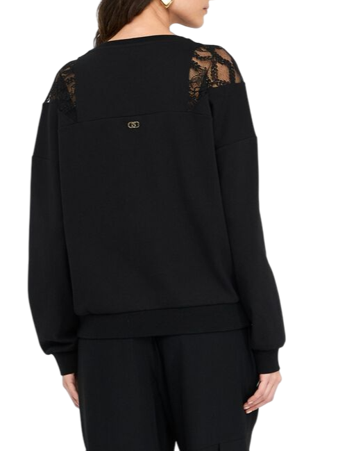 Liu Jo felpa donna con pizzo nero TF5008J4523 03N66 LIU JO