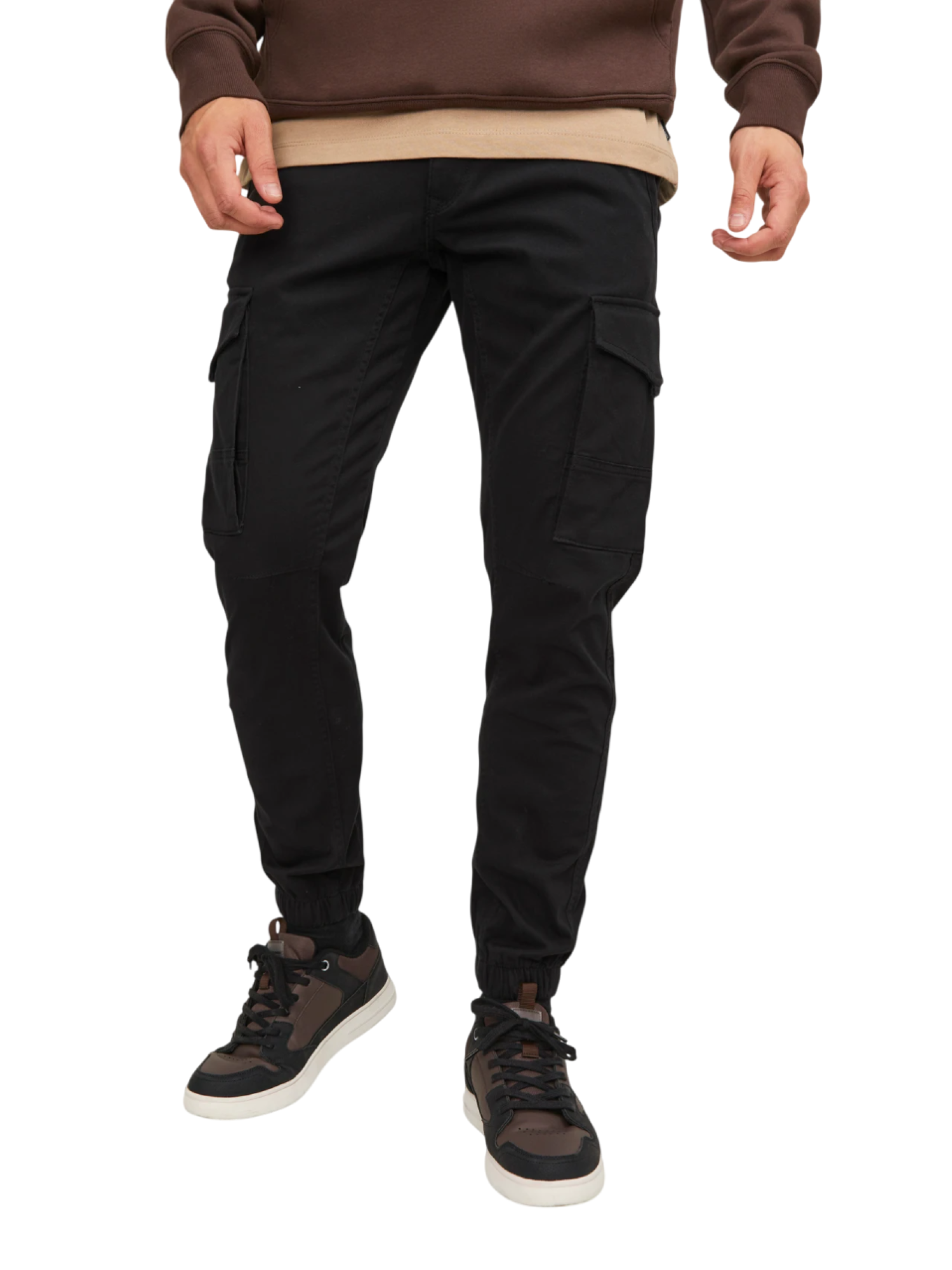 Jack&Jones pantaloni cargo uomo Jpstpaul nero 12139912 BLACK JACK&JONES