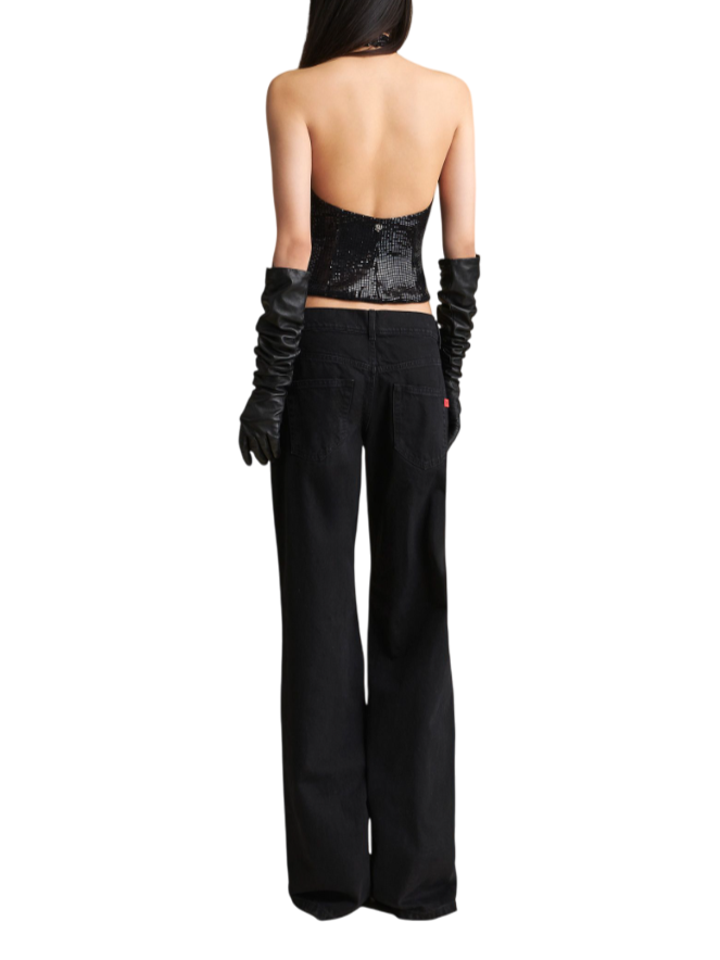 Aniye By top crop Beth con paillettes nero 181526 00336 ANIYE BY