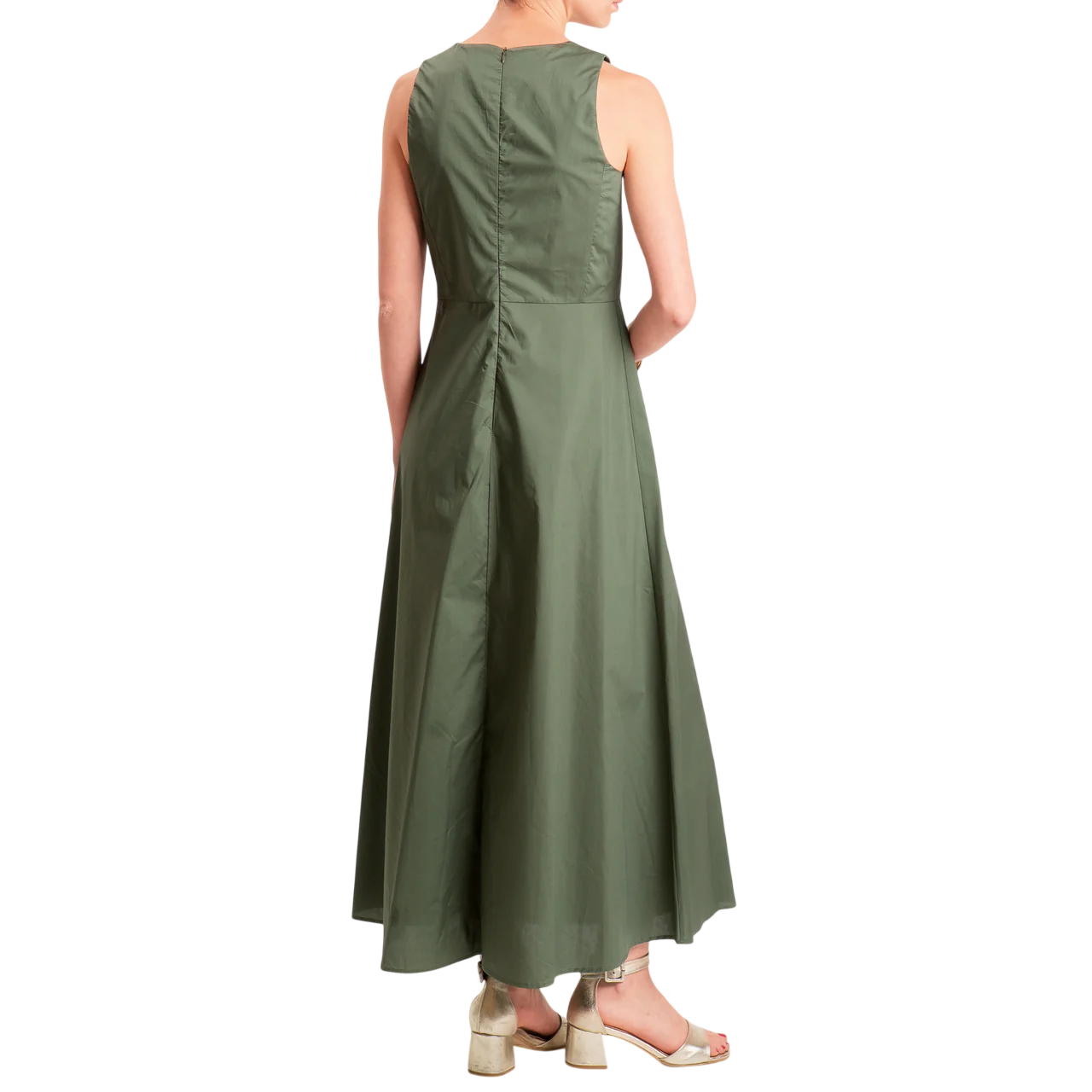 Vicolo abito lungo smanicato in cotone verde militare TAB1814 MILITARE VICOLO