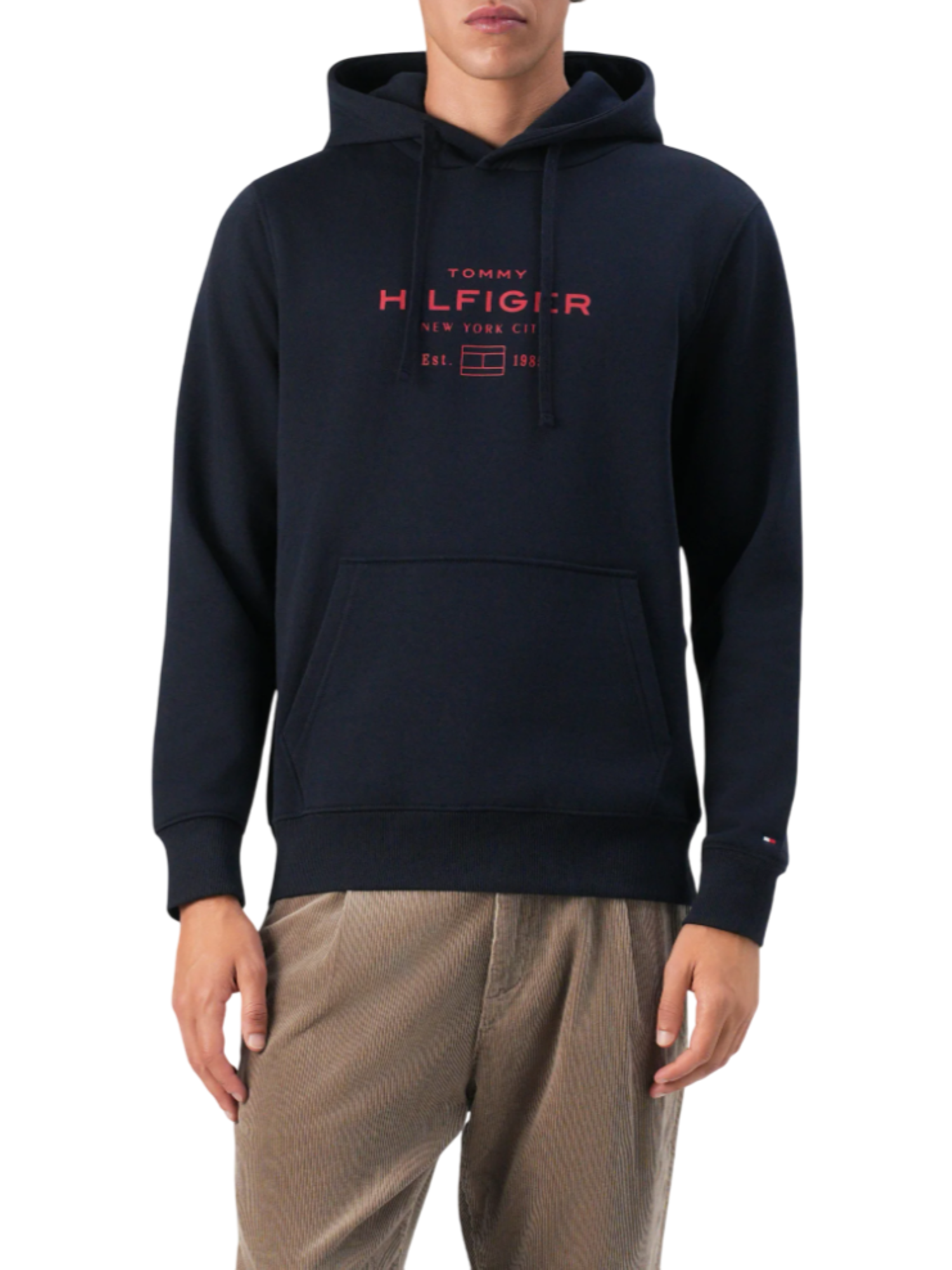 Tommy Hilfiger felpa uomo con cappuccio blu MW0MW40864 DW5 Tommy Hilfiger