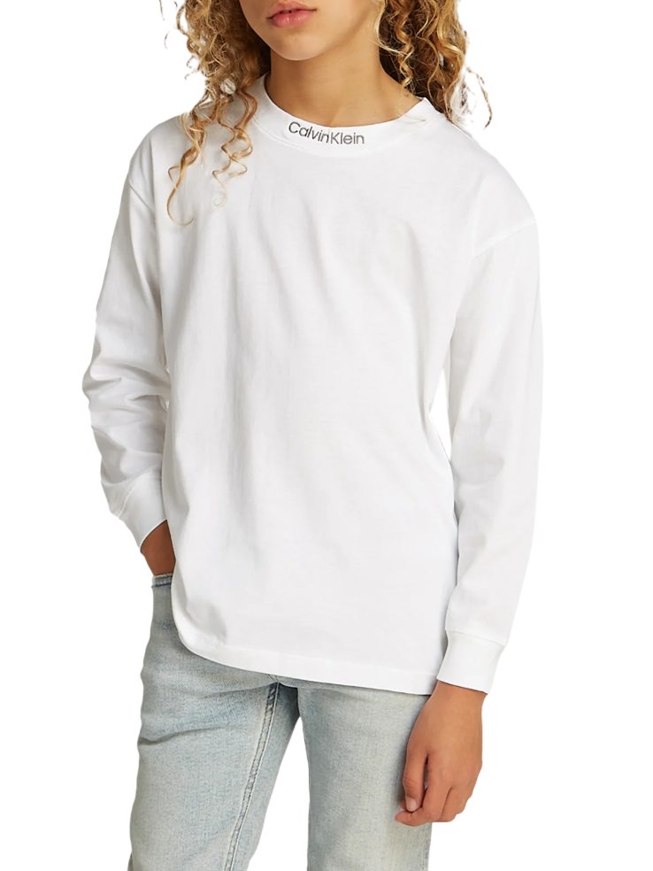 Calvin Klein Jeans T-shirt manica lunga taglio relaxed bianco IB0IB02354 YAF Calvin Klein Jeans