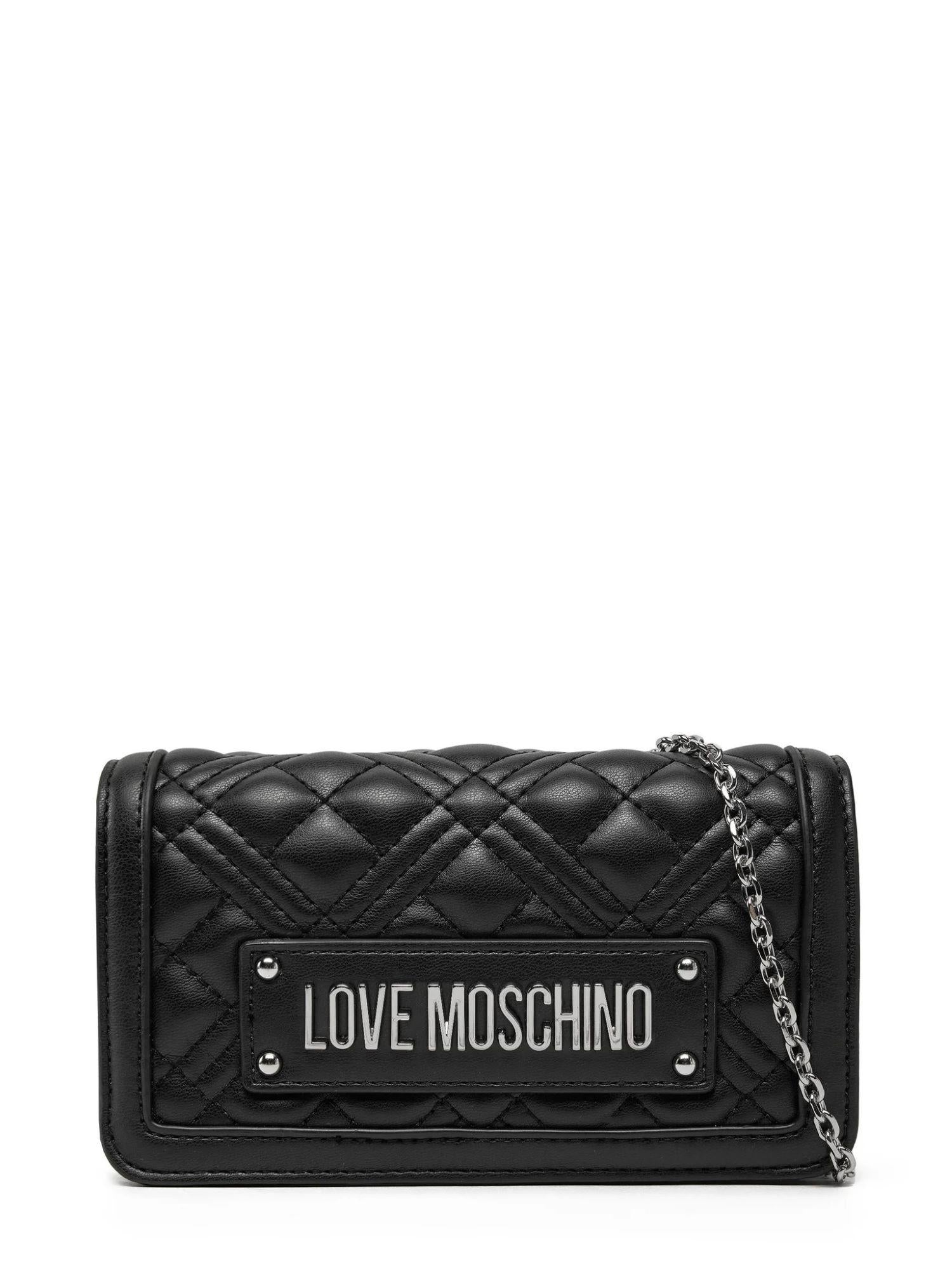 Love Moschino borsa in ecopelle trapuntata nero argento JC5681PP1MLA0 00B MOSCHINO LOVE