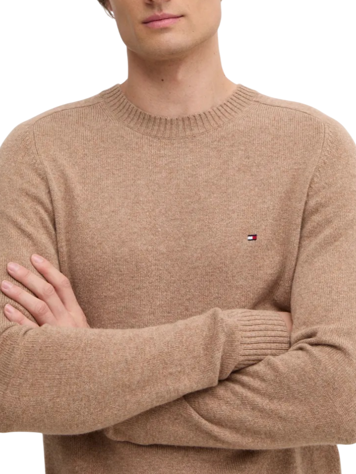 Tommy Hilfiger maglia uomo in lana melange marrone MW0MW36535 RFG Tommy Hilfiger