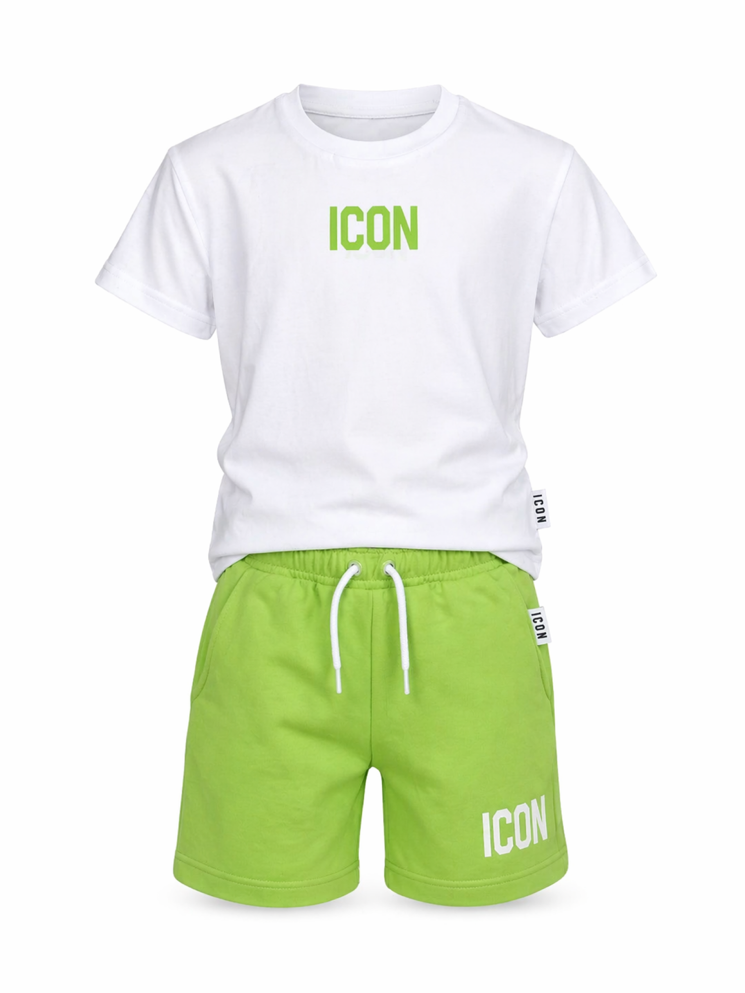 Icon completo bambino T-shirt e bermuda bianco verde INBFS001213 1044 ICON
