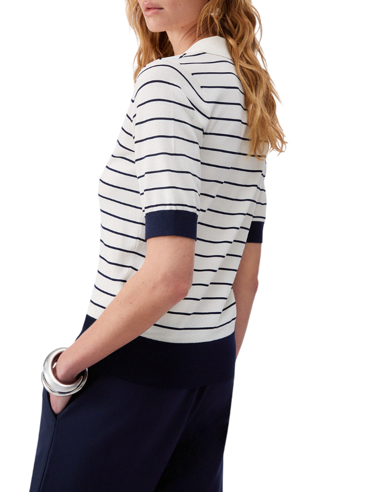 Liu Jo maglia stile polo a righe panna blu TA6215MS55N C3882 LIU JO