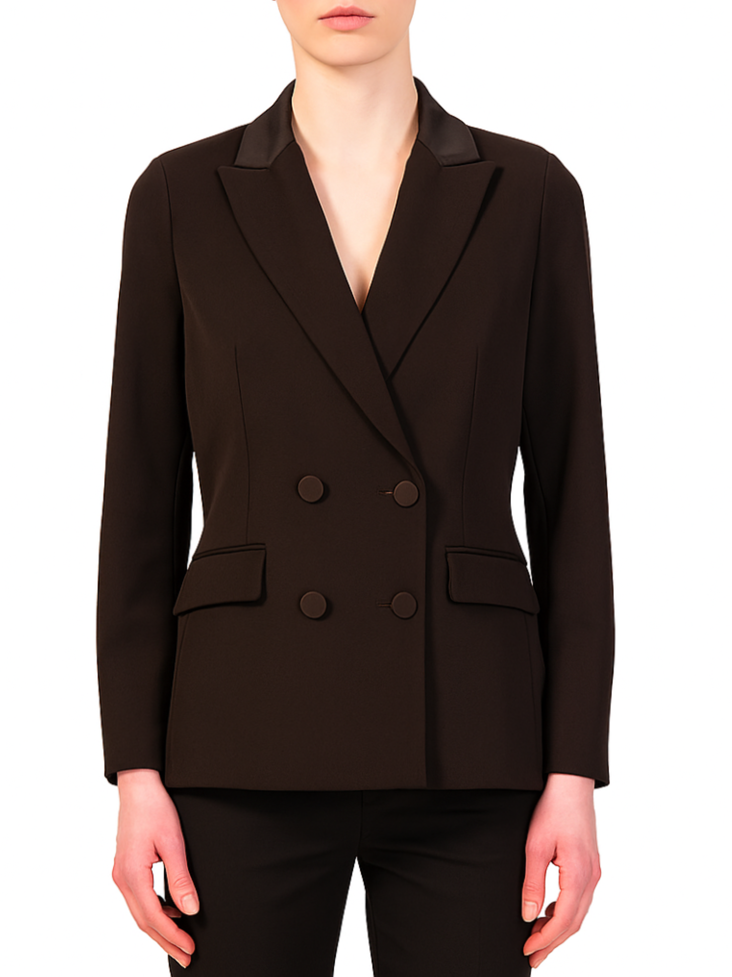Vicolo giacca blazer doppiopetto in crepe marrone TF0307 MARRONE VICOLO