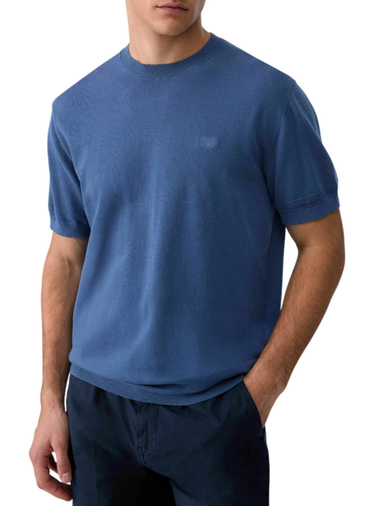 Liu Jo maglia uomo manica corta in cotone blu avio QA6081MA71P 83929 LIU JO