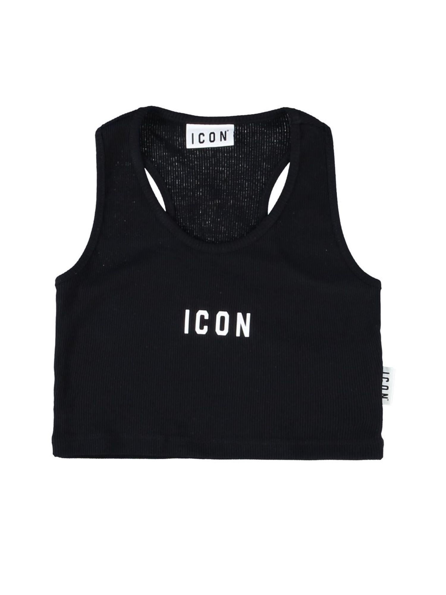 Icon top crop bambina con logo nero IGTP001241 9000 ICON