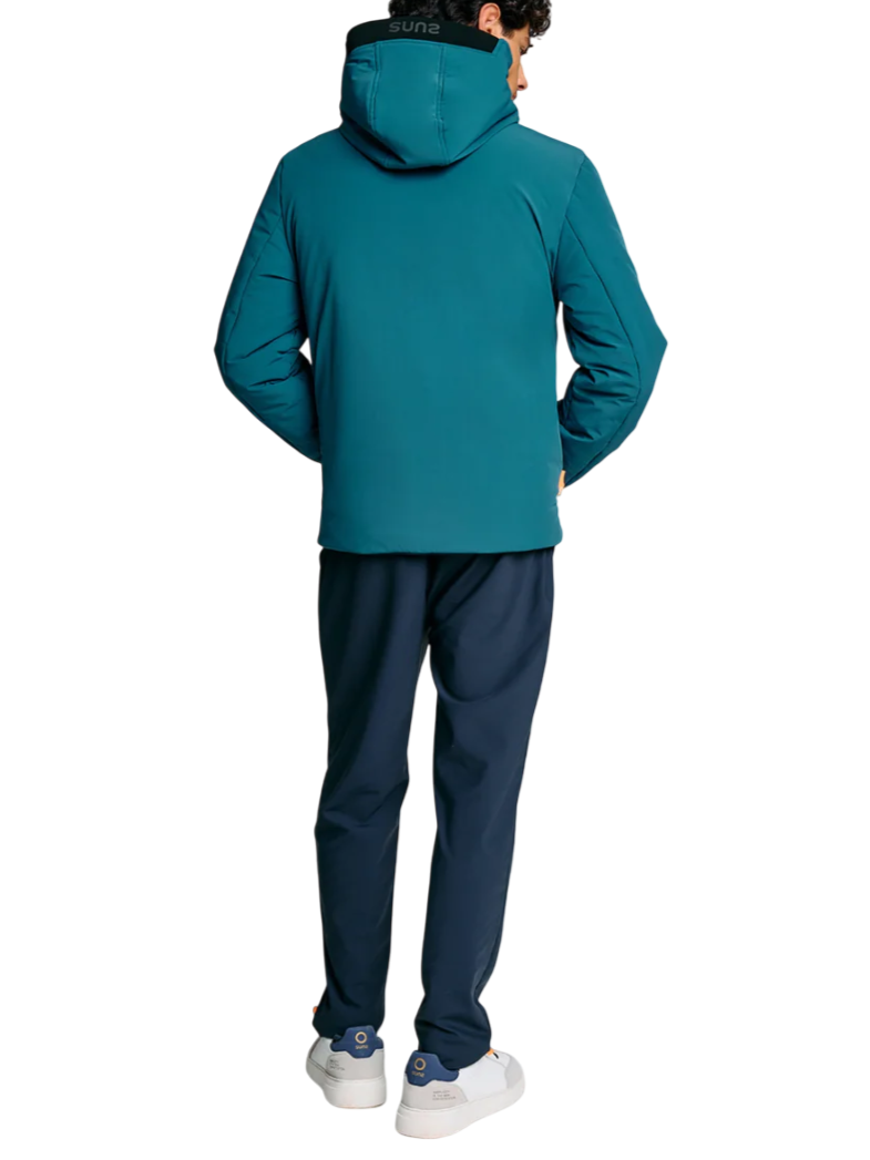 Suns giubbino imbottito reversibile con cappuccio petrolio blu GBS63021U PETROL-DARK BLUE SUNS