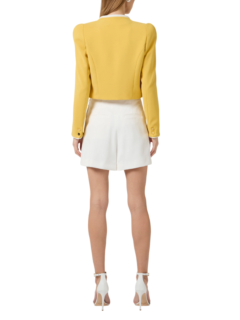Elisabetta Franchi giacca crop in tessuto crepe giallo GI21461 FA5 ELISABETTA FRANCHI