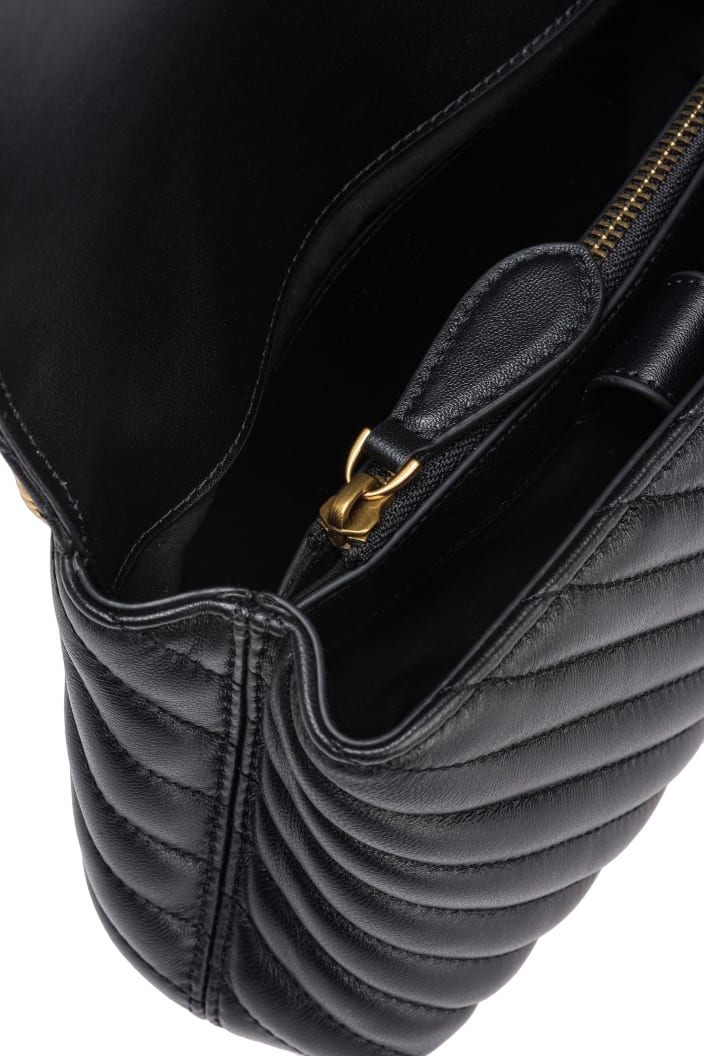 Pinko borsa Love Bag Lady Puff Mini in pelle chevron nero oro 100044-A0GK Z99Q PINKO