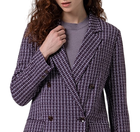 Surkana giacca blazer doppiopetto in fantasia viola 555MACA313 39 SURKANA