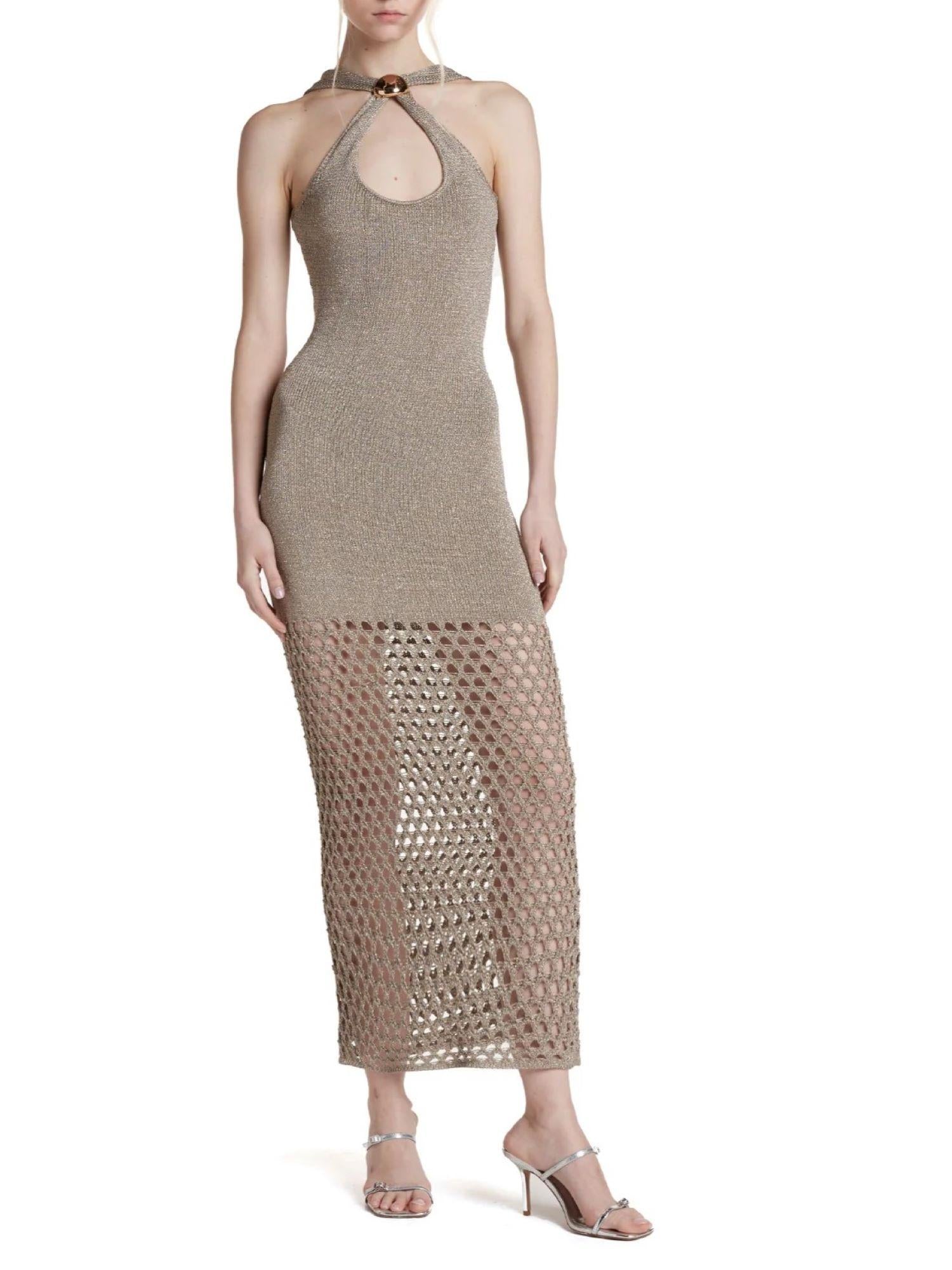 Simona Corsellini abito lungo in maglia lurex beige P26CPABO0301 0770 SIMONA CORSELLINI