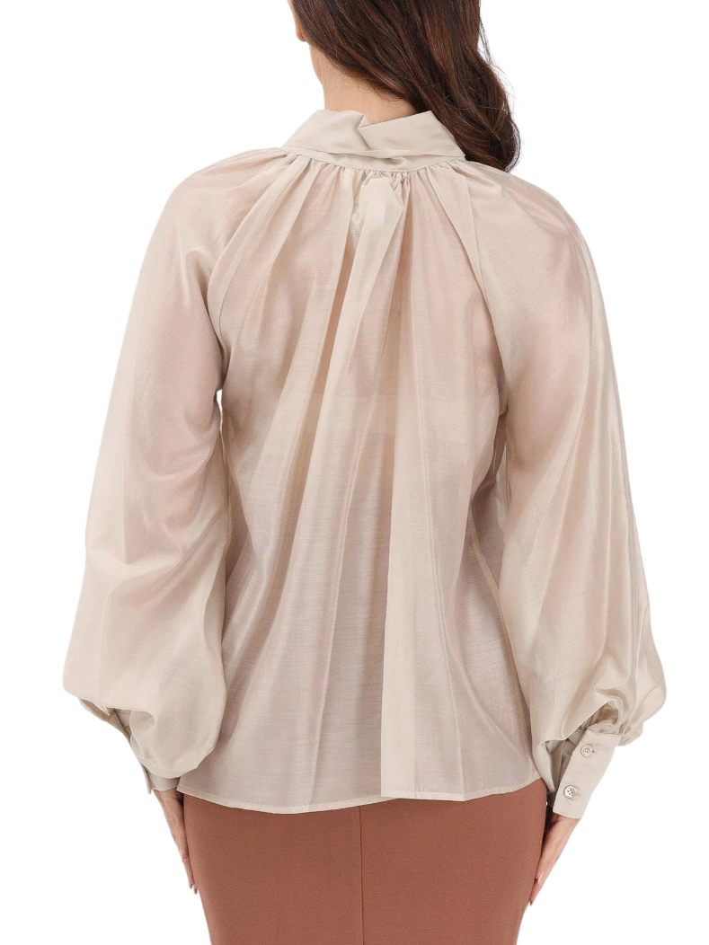 Vicolo blusa con fusciacca con trasparenze beige TAB0210 ECRU VICOLO