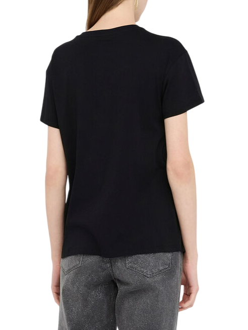 Liu Jo T-shirt manica corta con logo strass nero UF5261JS923 M9787 LIU JO