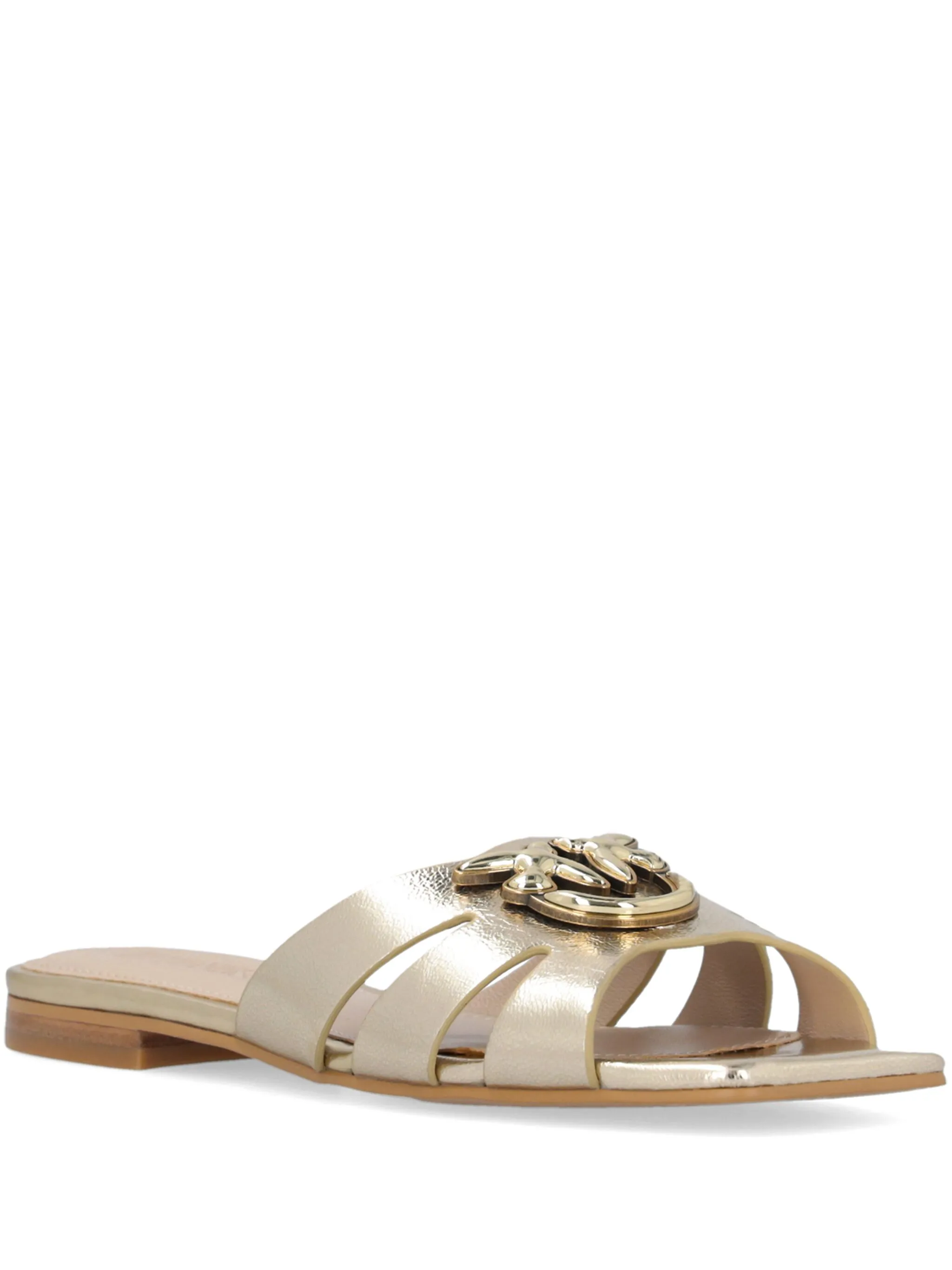 Pinko ciabatta Marli in pelle laminata con logo platino SD0313P049 Z22 PINKO