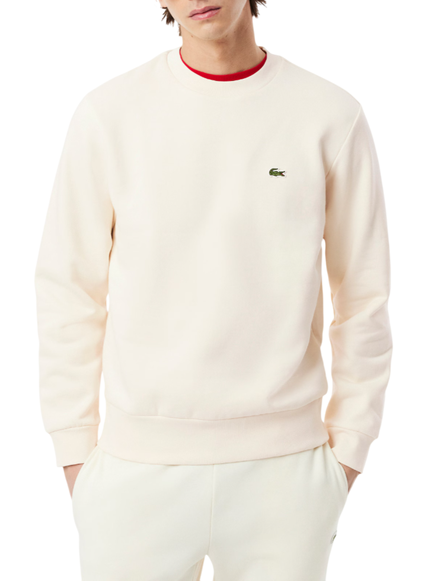 Lacoste felpa uomo in pile panna SH9608 XFJ LACOSTE