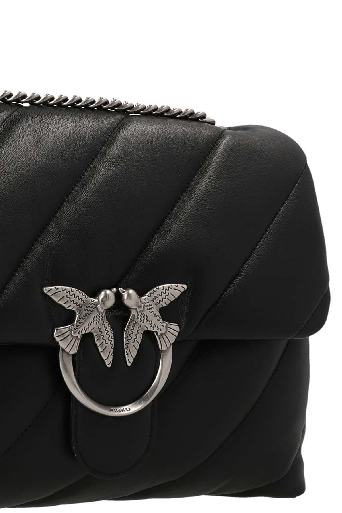 Pinko borsa Love Bag Puff Classic in pelle trapuntata nero argento 100038-A0F2 Z99O PINKO