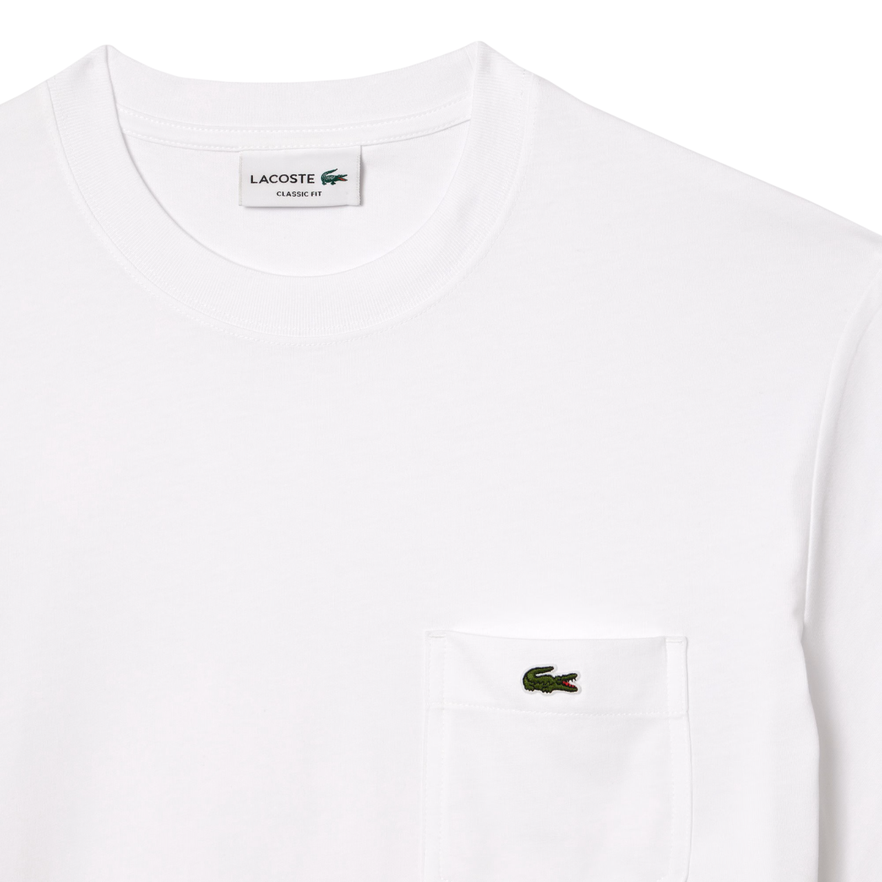 Lacoste T-shirt manica corta in cotone con taschino bianco TH2827 001 LACOSTE
