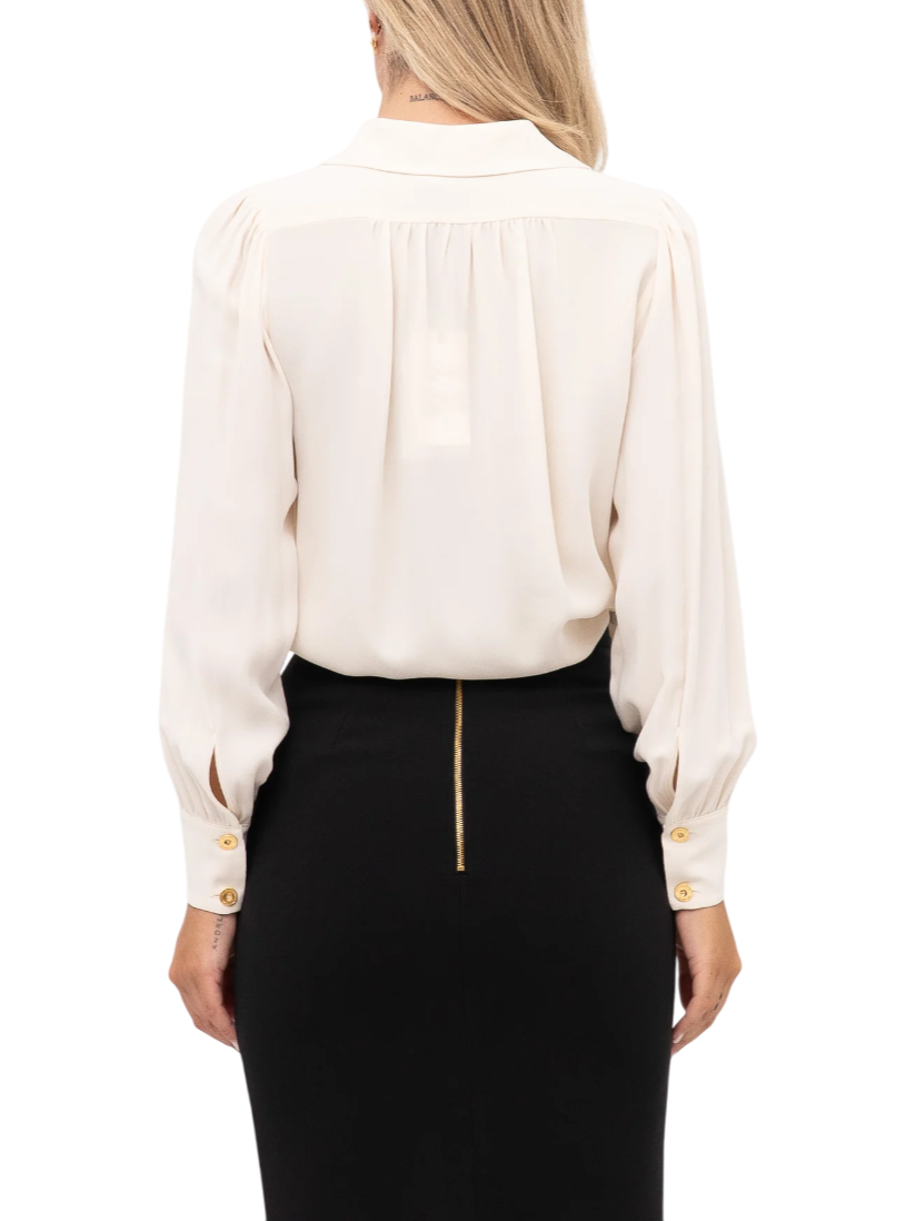 Elisabetta Franchi camicia in georgette con collana avorio CA12356E2 360 ELISABETTA FRANCHI